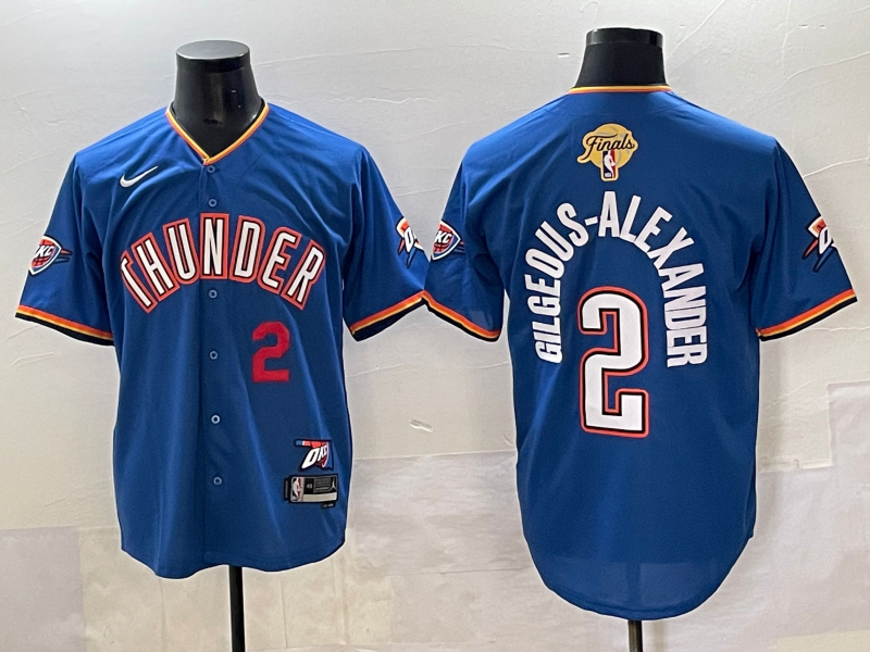 Men 2025 Oklahoma City Thunder #2 Gilgeous Alexander Blue Nike Joint Name NBA Jersey style 4